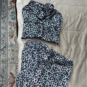 Silk Leopard Print Long Sleeve Pajama Set